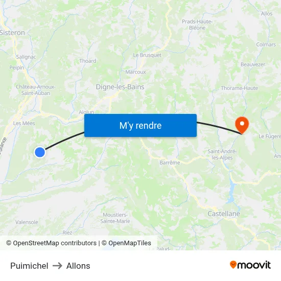 Puimichel to Allons map