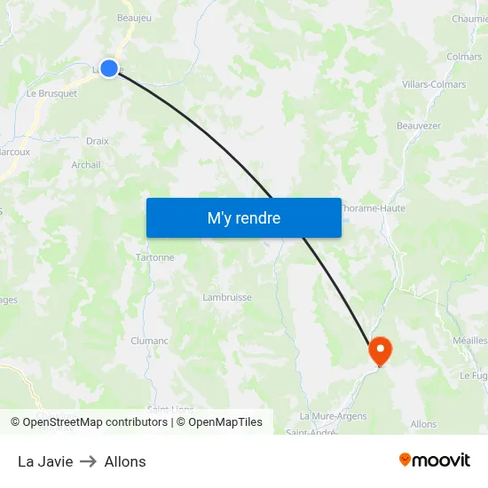 La Javie to Allons map