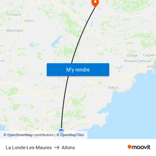La Londe-Les-Maures to Allons map