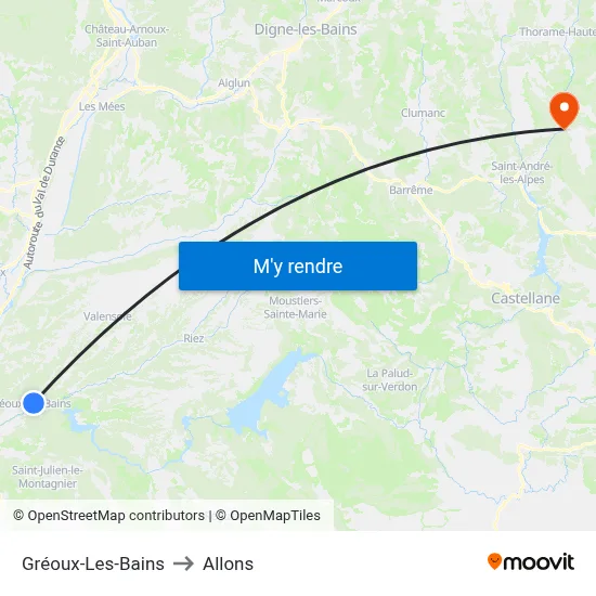 Gréoux-Les-Bains to Allons map