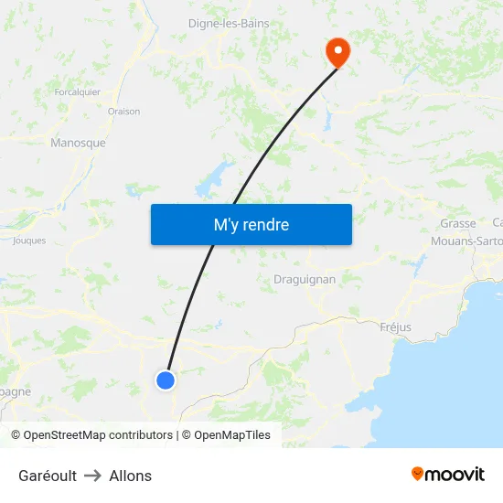 Garéoult to Allons map