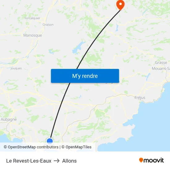 Le Revest-Les-Eaux to Allons map