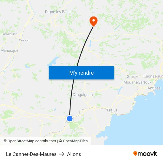 Le Cannet-Des-Maures to Allons map