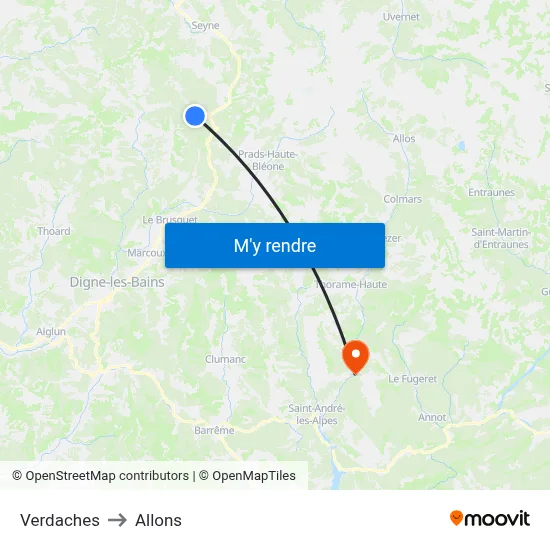 Verdaches to Allons map
