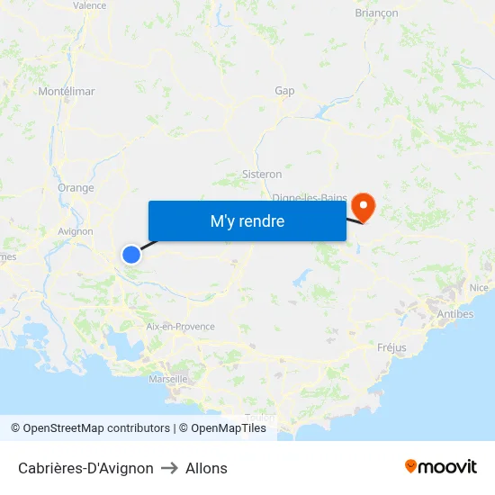 Cabrières-D'Avignon to Allons map