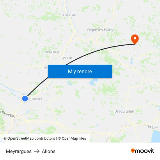 Meyrargues to Allons map