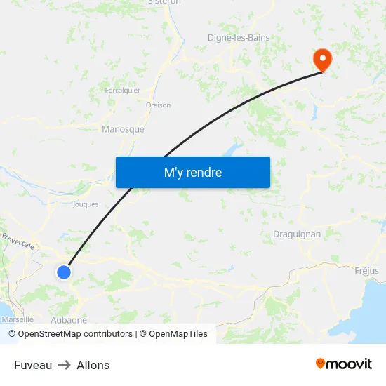 Fuveau to Allons map