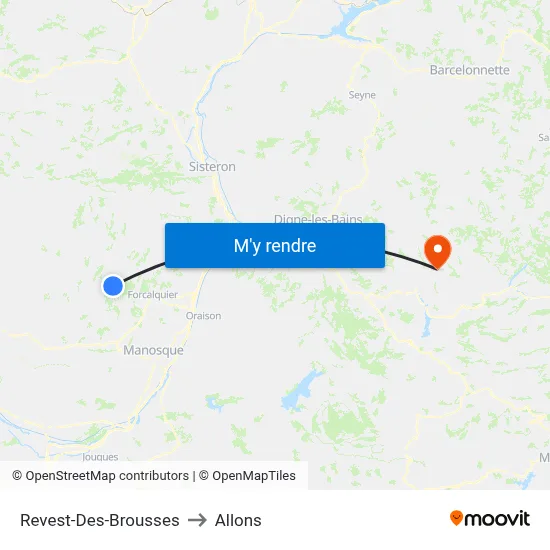 Revest-Des-Brousses to Allons map