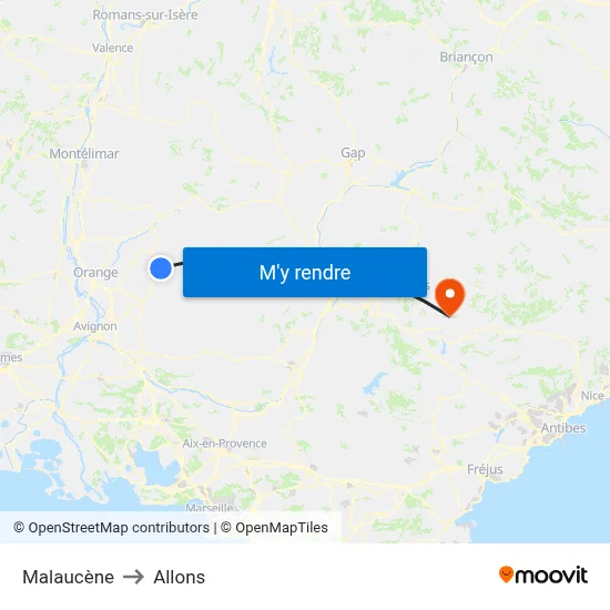 Malaucène to Allons map