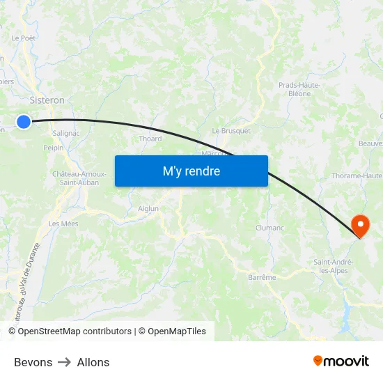 Bevons to Allons map