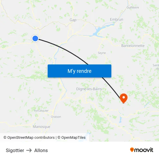 Sigottier to Allons map