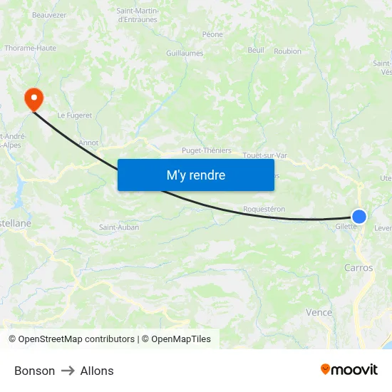 Bonson to Allons map