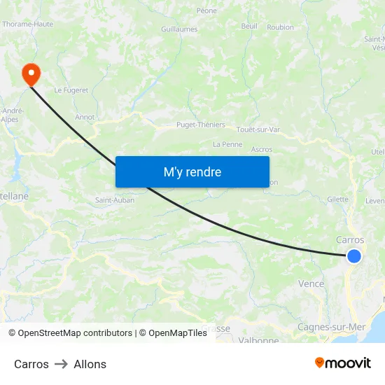 Carros to Allons map