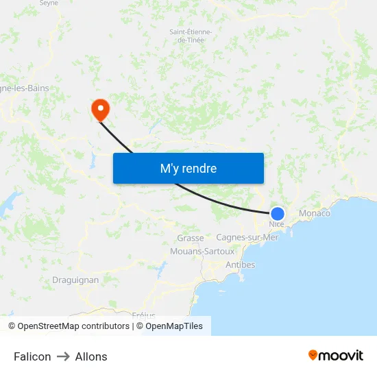 Falicon to Allons map