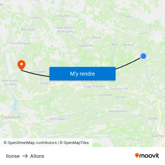 Ilonse to Allons map