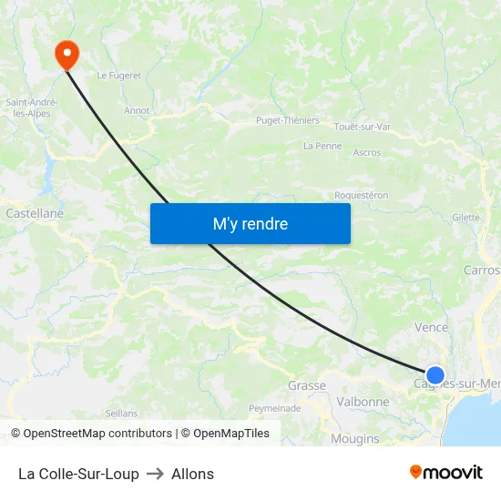 La Colle-Sur-Loup to Allons map