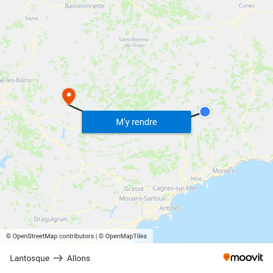 Lantosque to Allons map