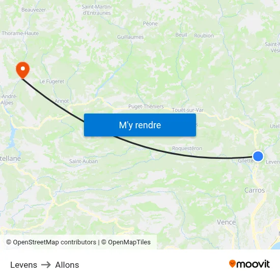 Levens to Allons map