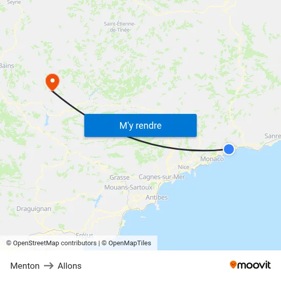 Menton to Allons map