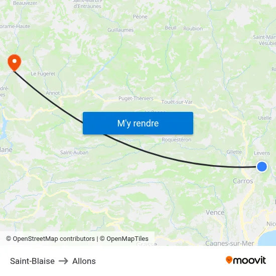 Saint-Blaise to Allons map