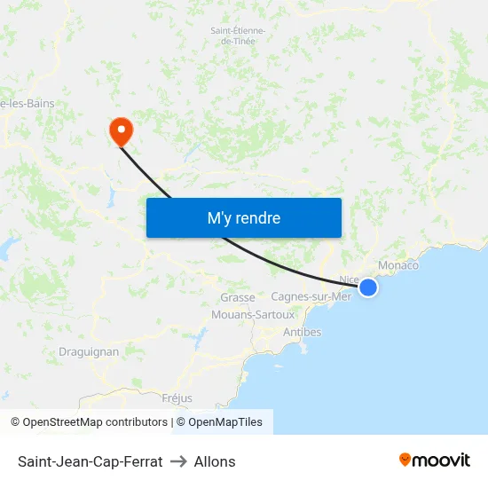 Saint-Jean-Cap-Ferrat to Allons map