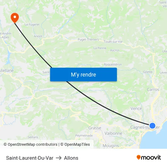 Saint-Laurent-Du-Var to Allons map