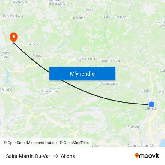 Saint-Martin-Du-Var to Allons map
