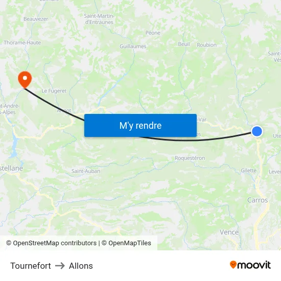 Tournefort to Allons map