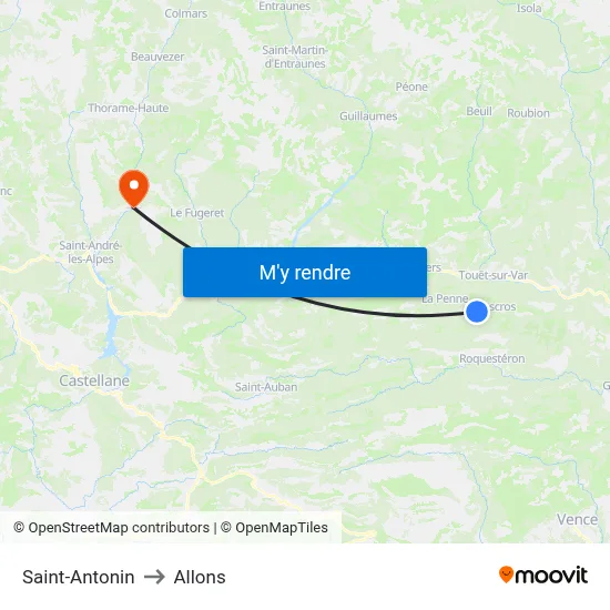 Saint-Antonin to Allons map