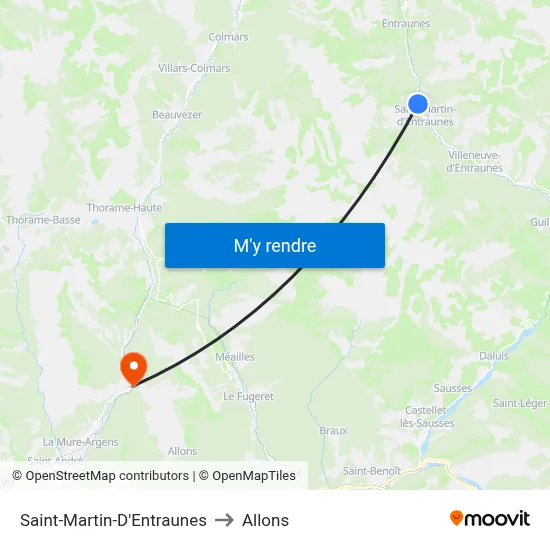 Saint-Martin-D'Entraunes to Allons map