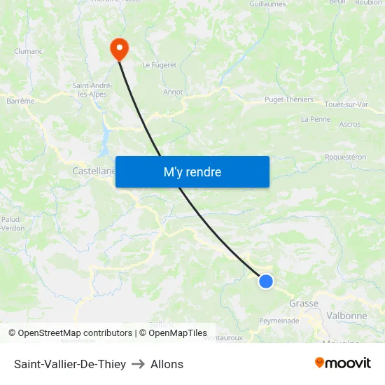 Saint-Vallier-De-Thiey to Allons map