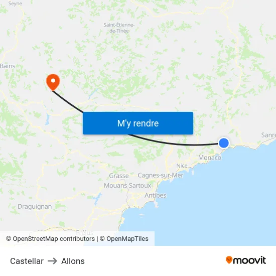 Castellar to Allons map