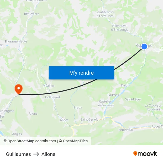 Guillaumes to Allons map