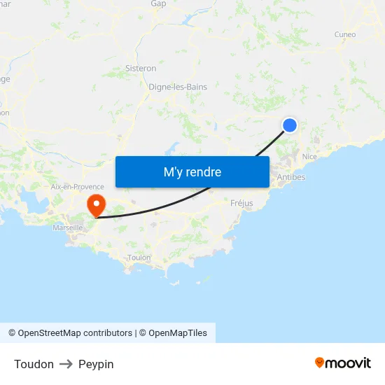 Toudon to Peypin map