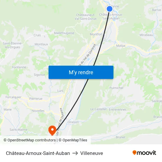 Château-Arnoux-Saint-Auban to Villeneuve map