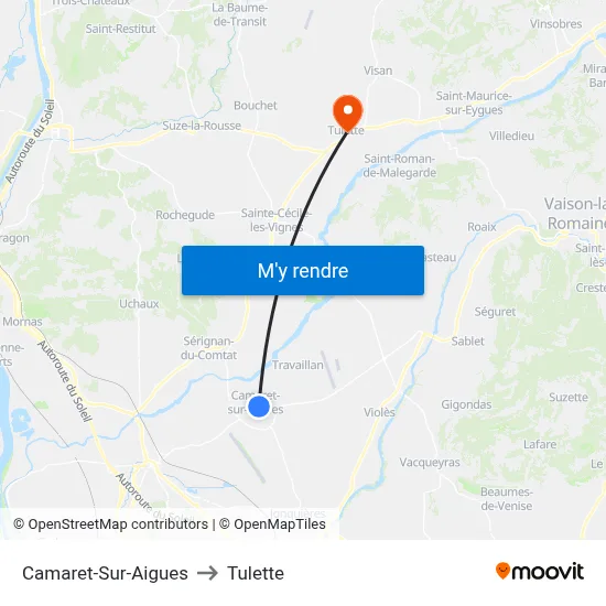 Camaret-Sur-Aigues to Tulette map