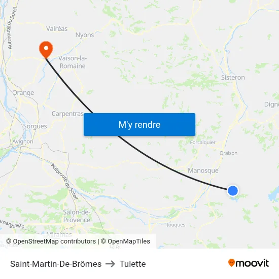 Saint-Martin-De-Brômes to Tulette map