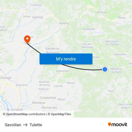 Savoillan to Tulette map