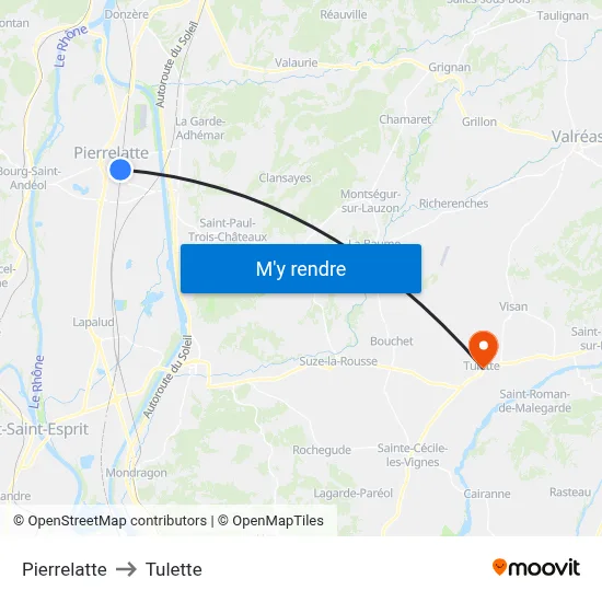 Pierrelatte to Tulette map