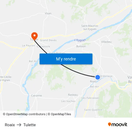Roaix to Tulette map