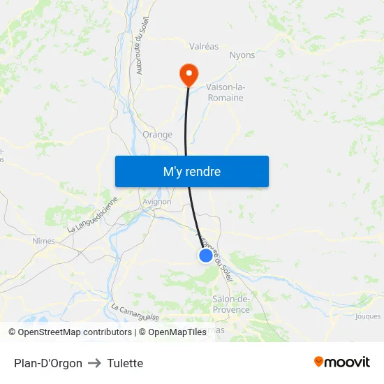 Plan-D'Orgon to Tulette map