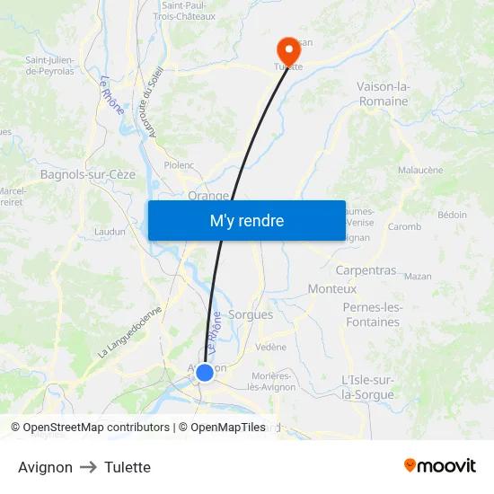 Avignon to Tulette map