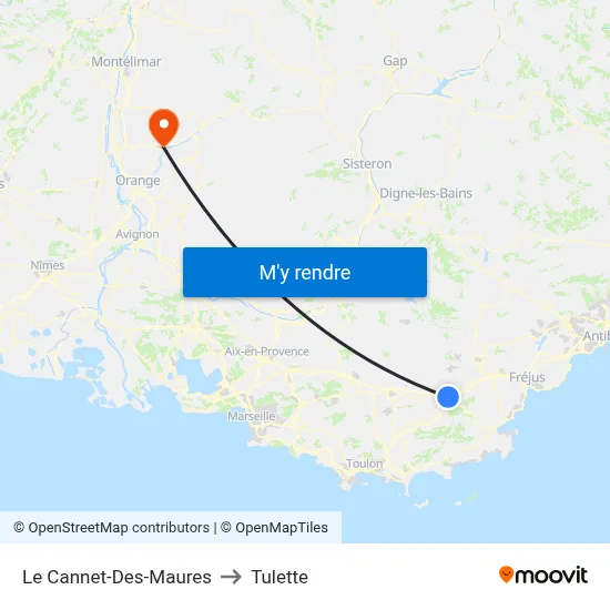 Le Cannet-Des-Maures to Tulette map