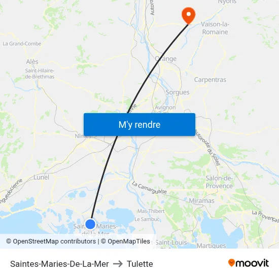 Saintes-Maries-De-La-Mer to Tulette map