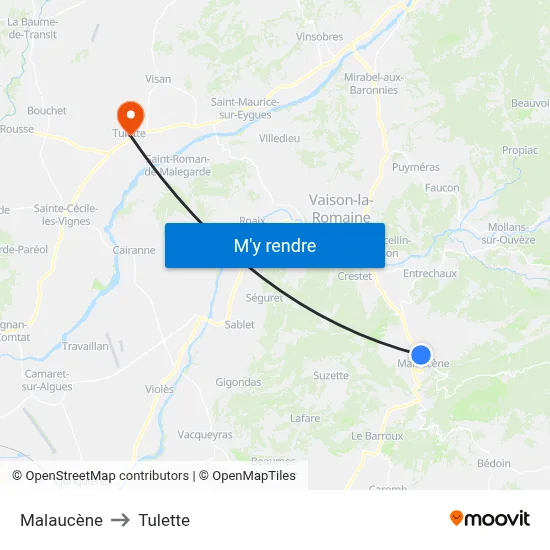 Malaucène to Tulette map
