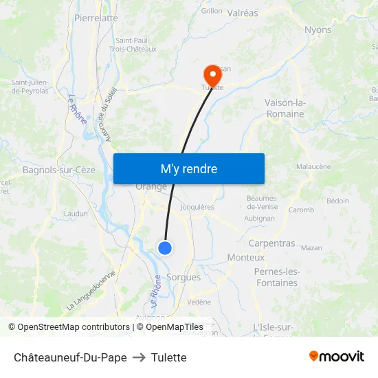 Châteauneuf-Du-Pape to Tulette map