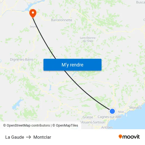 La Gaude to Montclar map