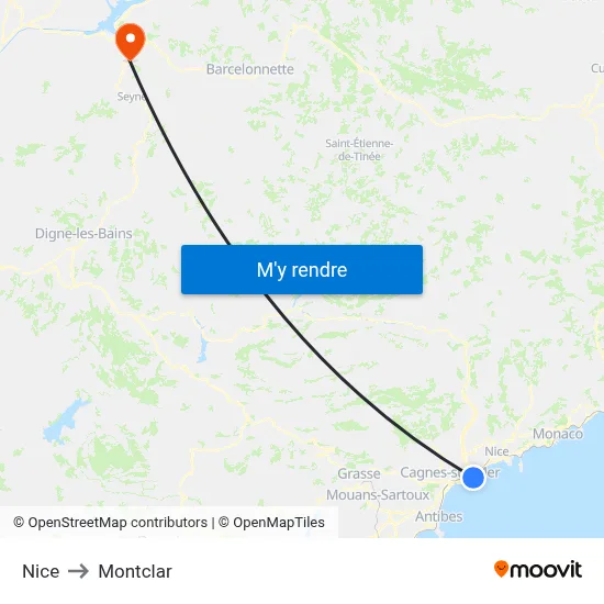 Nice to Montclar map