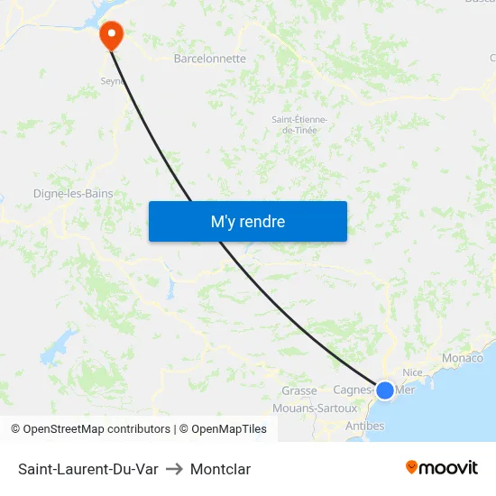 Saint-Laurent-Du-Var to Montclar map