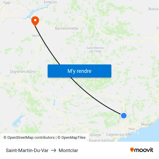 Saint-Martin-Du-Var to Montclar map